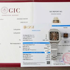 Patek Philippe Cubitus 5821 Dial Brown Replica Watch Full Diamonds Moissanite Hong Kong 45mm