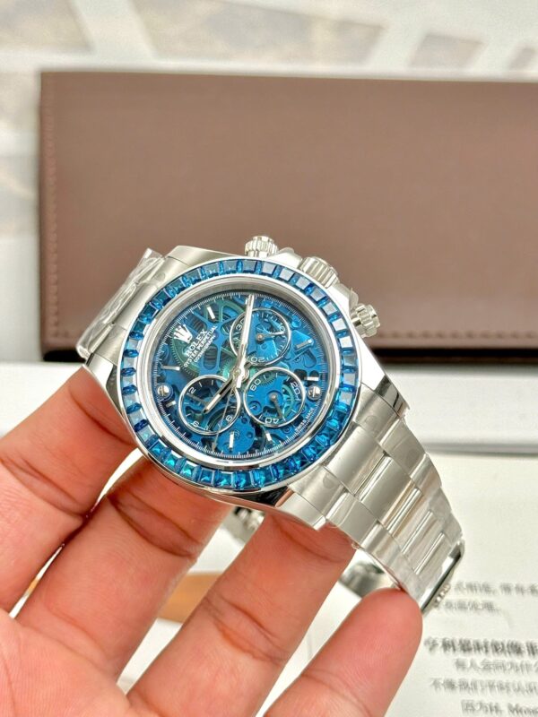 Rolex Daytona Arolla Challenge Blue Luxury Imitation Watches Dial Skeleton 40mm - Image 6