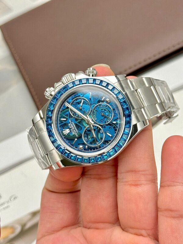 Rolex Daytona Arolla Challenge Blue Luxury Imitation Watches Dial Skeleton 40mm - Image 4