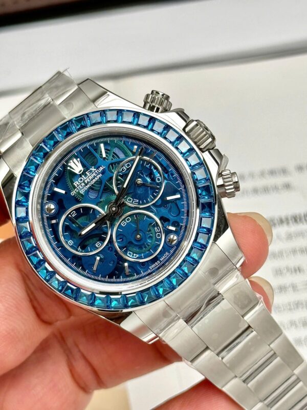 Rolex Daytona Arolla Challenge Blue Luxury Imitation Watches Dial Skeleton 40mm - Image 5