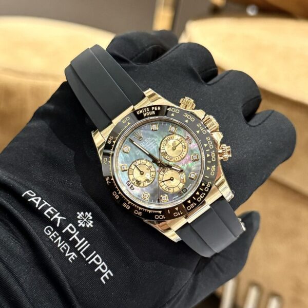Rolex Daytona Replica Watch Purple Mother of Pearl Dial Moissanite 40mm - Image 2