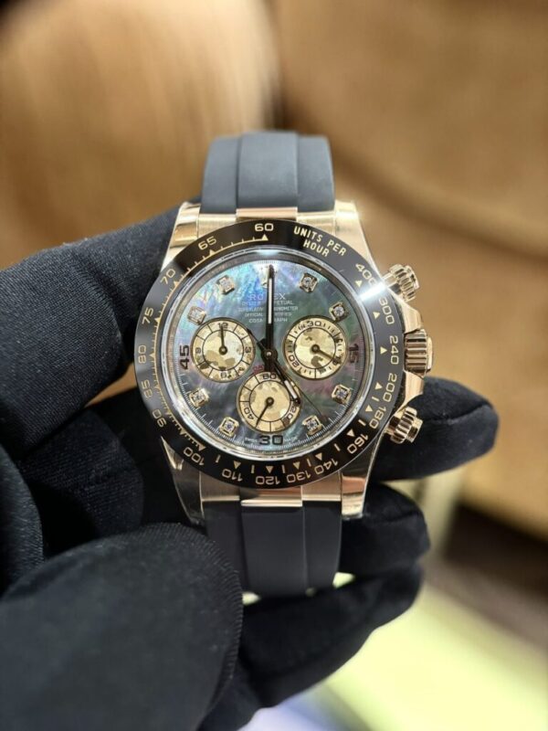 Rolex Daytona Replica Watch Purple Mother of Pearl Dial Moissanite 40mm - Image 3
