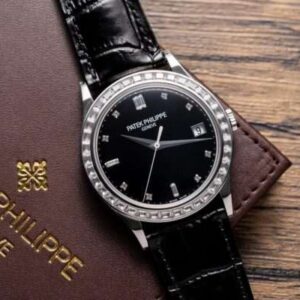 Patek Philippe Calatrava 5298P Replica 1:1 Watch Black With Stone Bezel 38mm